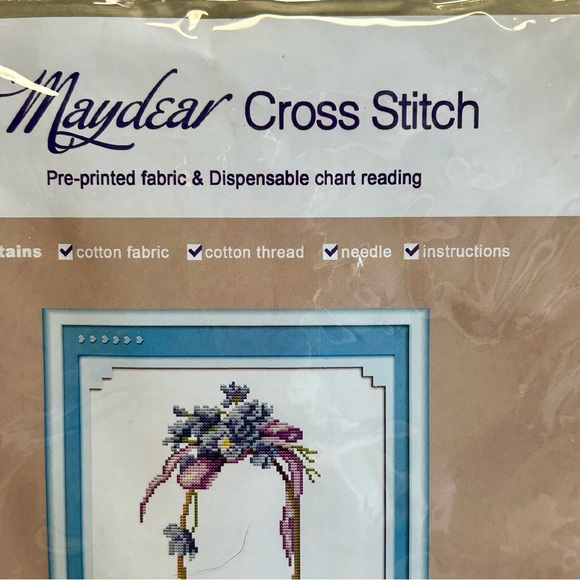 Maydear Counted Cross Stitch Kit NEW Lavender & Violet Floral Basket 🧺 - Picture 4 of 5